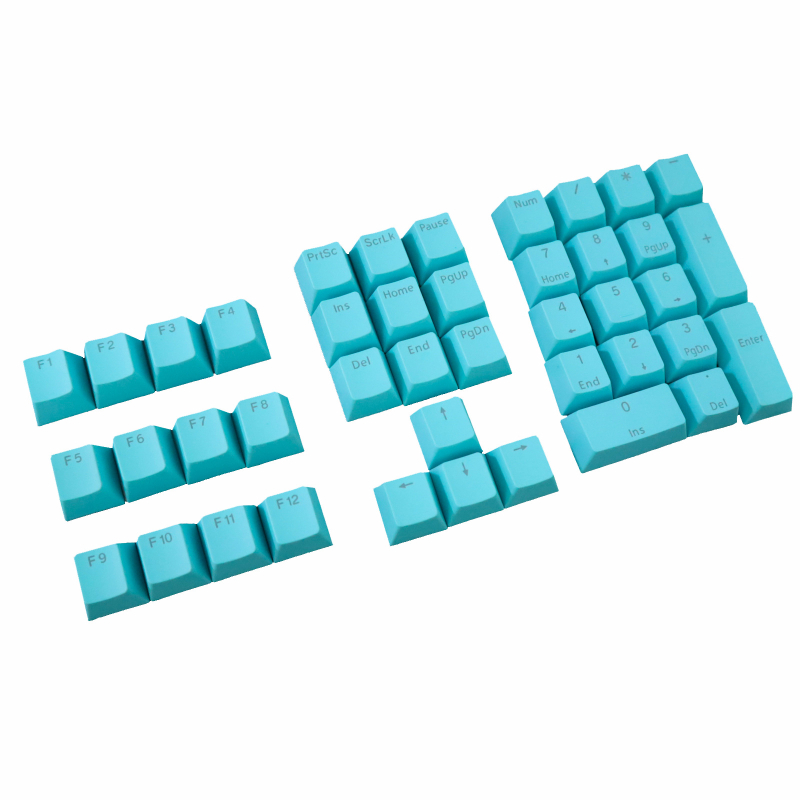 Set keycapov PBT pre mechanickú klávesnicu s priehľadnými gravírovanými znakmi pre F klávesy, numerickú oblasť a šípky, 42 kláves, káblové pripojenie, vodotesný
