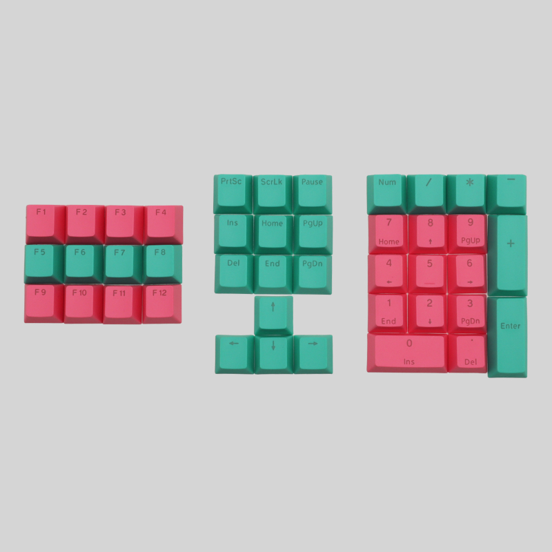 Set keycapov PBT pre mechanickú klávesnicu s priehľadnými gravírovanými znakmi pre F klávesy, numerickú oblasť a šípky, 42 kláves, káblové pripojenie, vodotesný