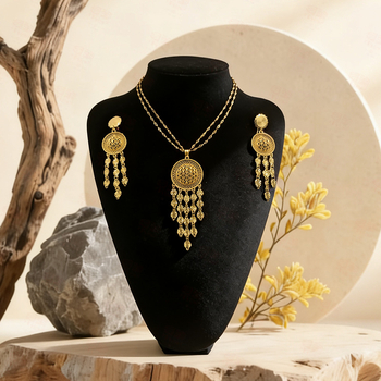 Set bijuterii colier și cercei placate cu aur, inimă, din cupru, lanț în formă de O, electroplacare, 41 g