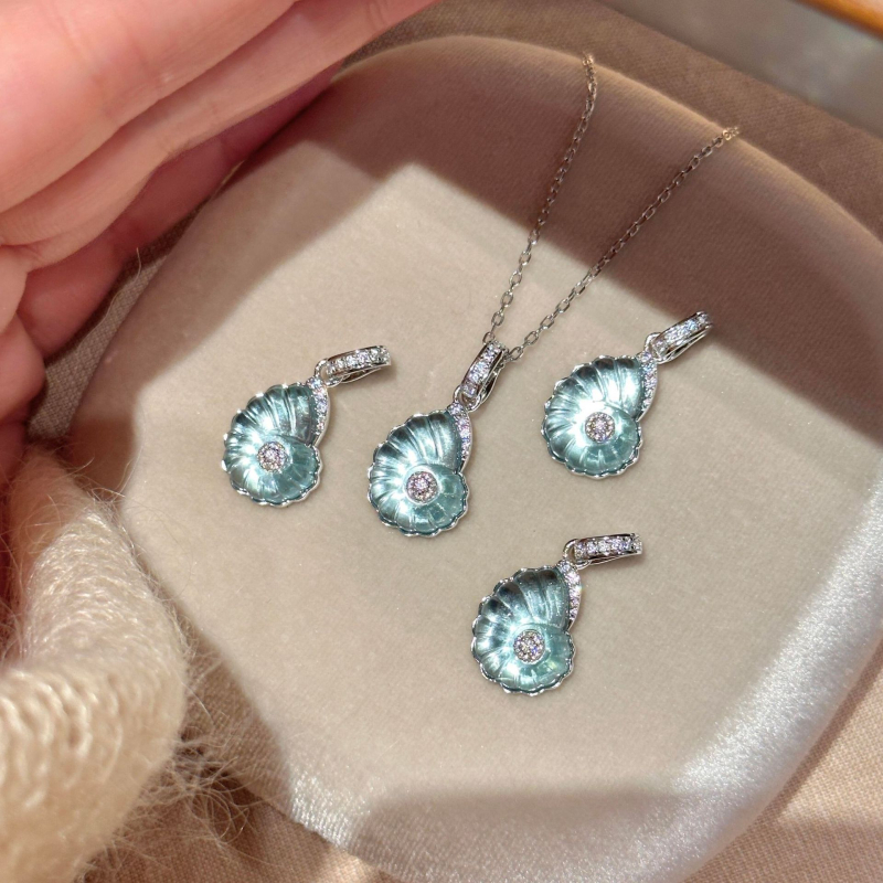Set srebrnog nakita od srebra 925 s motivom morske školjke za žene, vintage stil, lagani luksuz, nišni dizajn, dojam vrhunske kvalitete, jesensko 2025 izdanje