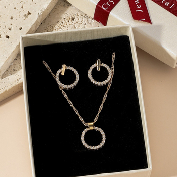 Set cercei și colier din cupru, placare electrochimică, lanț șarpe, stil birou, vara 2025