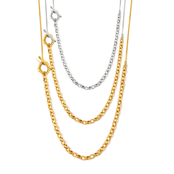 Ilga regulējama džemperu kakla ķēde ar OT spriegošanas slēdzi, nerūsējošā tērauda, zeltītas ieliktuves, bumbveida ķēde, 81 cm un vairāk