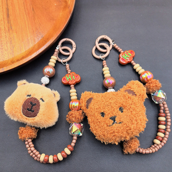 Plüüskaru telefoni kaelarihm — käsitöö, nailon köis, metallist klamber, unisex