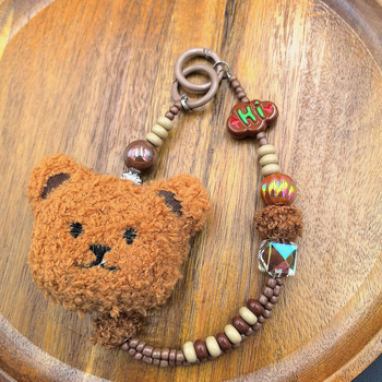 Plüüskaru telefoni kaelarihm — käsitöö, nailon köis, metallist klamber, unisex