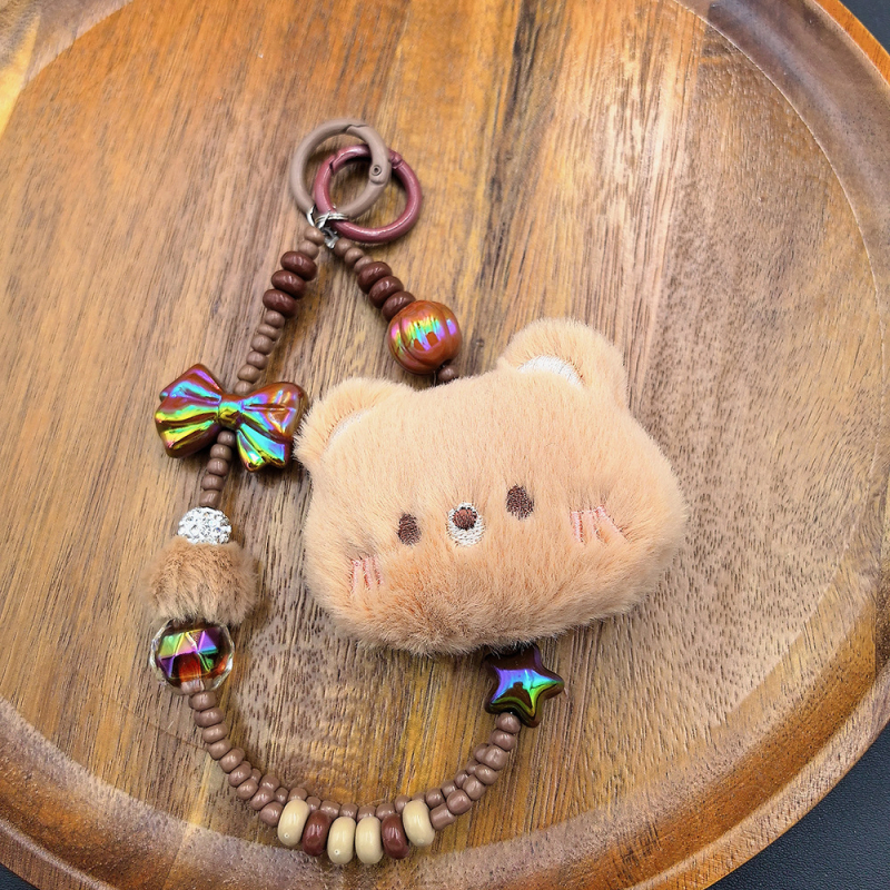 Plüüskaru telefoni kaelarihm — käsitöö, nailon köis, metallist klamber, unisex