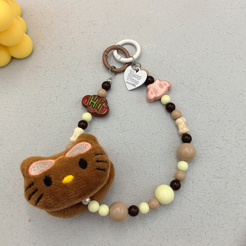 Plüüskaru telefoni kaelarihm — käsitöö, nailon köis, metallist klamber, unisex