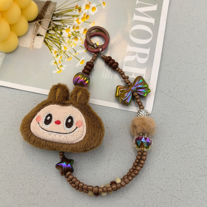 Plüüskaru telefoni kaelarihm — käsitöö, nailon köis, metallist klamber, unisex