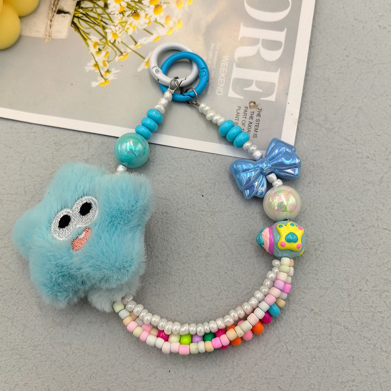 Plüüskaru telefoni kaelarihm — käsitöö, nailon köis, metallist klamber, unisex