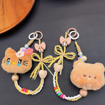 Λούτρινο αρκουδάκι με λουρί για το τηλέφωνο – Χειροποίητο, Νάιλον σχοινί, Μεταλλική αγκράφα, Unisex, Καρτούν κλειδοθήκη