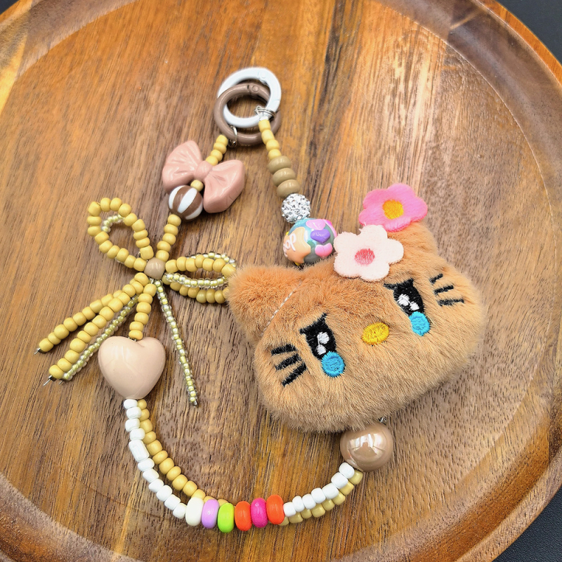 Λούτρινο αρκουδάκι με λουρί για το τηλέφωνο – Χειροποίητο, Νάιλον σχοινί, Μεταλλική αγκράφα, Unisex, Καρτούν κλειδοθήκη