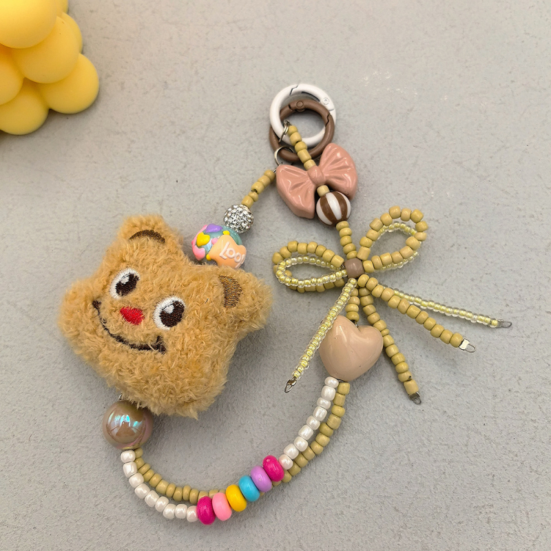 Λούτρινο αρκουδάκι με λουρί για το τηλέφωνο – Χειροποίητο, Νάιλον σχοινί, Μεταλλική αγκράφα, Unisex, Καρτούν κλειδοθήκη