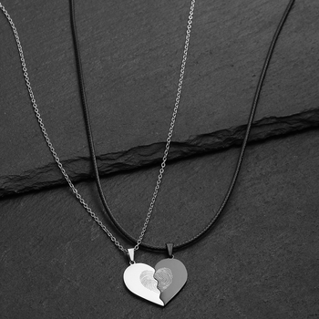 Set de coliere pentru cuplu, minimalist, din oțel inoxidabil, cu pandantiv din oțel de titan, lanț încrucișat și inimă