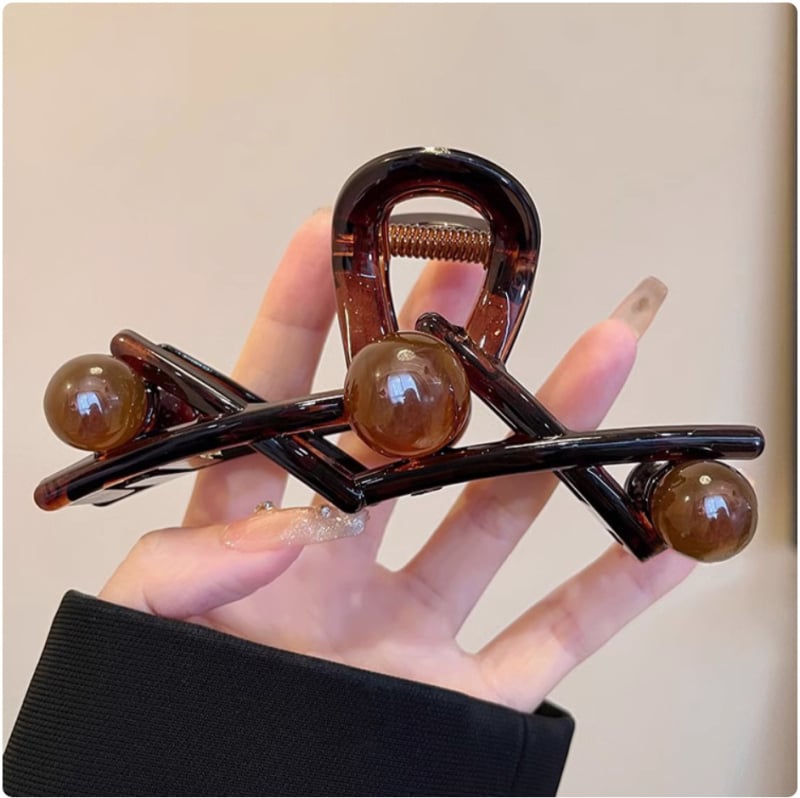 Щипка за коса с мъниста, клипс във формата на акула, за жени, стил ранна есен 2025