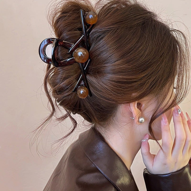 Щипка за коса с мъниста, клипс във формата на акула, за жени, стил ранна есен 2025