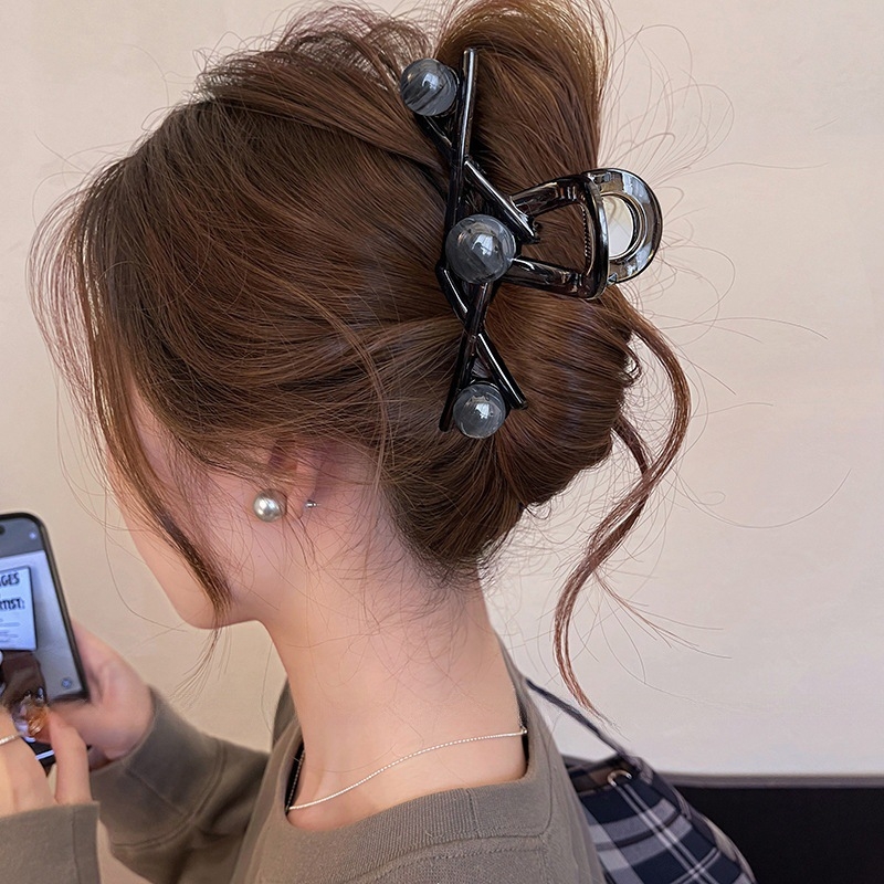 Щипка за коса с мъниста, клипс във формата на акула, за жени, стил ранна есен 2025