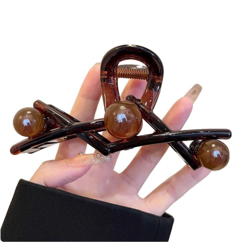 Щипка за коса с мъниста, клипс във формата на акула, за жени, стил ранна есен 2025