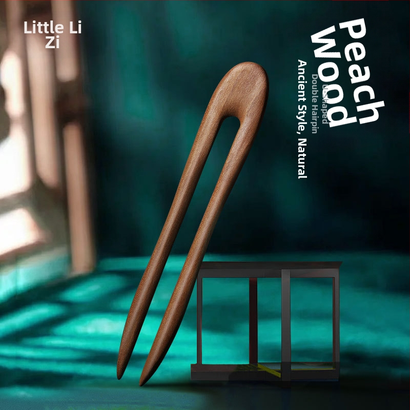 Dodaci za kosu: Drvena ukosnica u obliku U, ručno izrađena, jednostavan stil, Little Plum