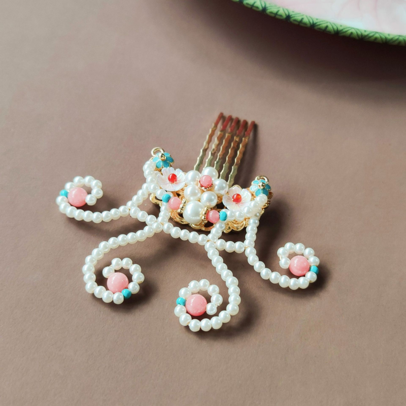 Käsitöö traditsioonilise hiina stiili juukseaksessuaar kroon klaashelmedega, antiikstiilne naiste aksessuaar, eraldi pakend