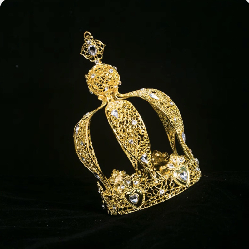 Kruna – Europska retro metalna kruna, ženski headwear za vjenčanja i proslave (Materijal: metal; Stil: Retro, Ženski; Obrada: Elektro kromiranje; Podrijetlo: Jinhua)