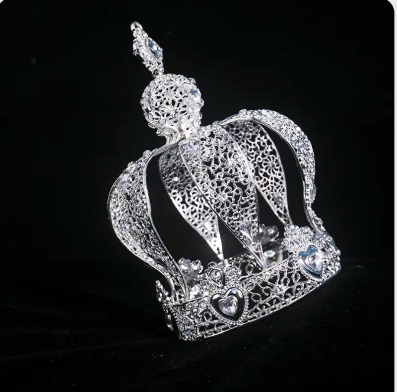 Kruna – Europska retro metalna kruna, ženski headwear za vjenčanja i proslave (Materijal: metal; Stil: Retro, Ženski; Obrada: Elektro kromiranje; Podrijetlo: Jinhua)