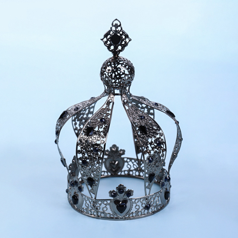 Kruna – Europska retro metalna kruna, ženski headwear za vjenčanja i proslave (Materijal: metal; Stil: Retro, Ženski; Obrada: Elektro kromiranje; Podrijetlo: Jinhua)