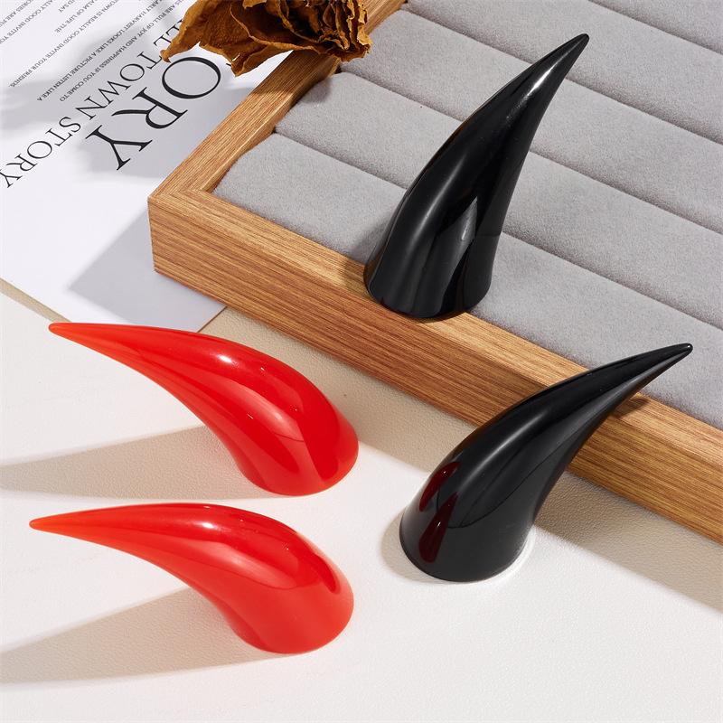 Аксесоар за коса с клип с рог, пластмаса/смола, геометричен дизайн, стил Готик Лолита, подходящ за деца