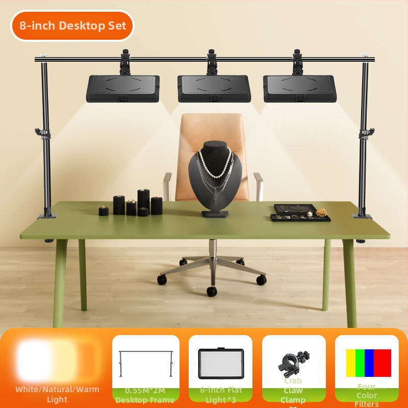 LED papildomoji šviesa juvelyrinei fotografijai - staliniam naudojimui, trys šviesos temperatūros, mažiau nei 10W