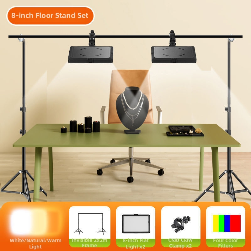 LED papildomoji šviesa juvelyrinei fotografijai - staliniam naudojimui, trys šviesos temperatūros, mažiau nei 10W