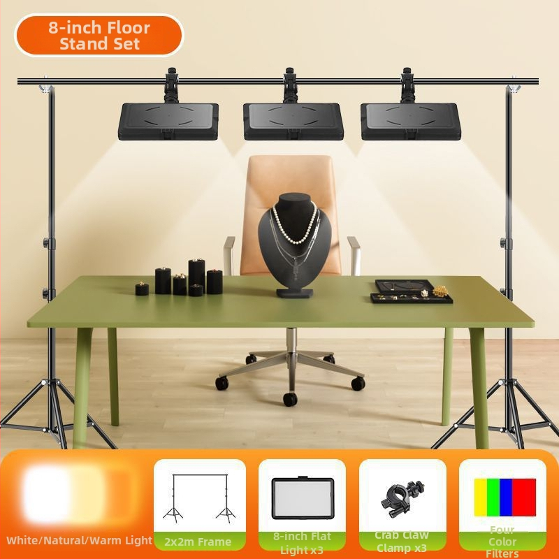 LED papildomoji šviesa juvelyrinei fotografijai - staliniam naudojimui, trys šviesos temperatūros, mažiau nei 10W