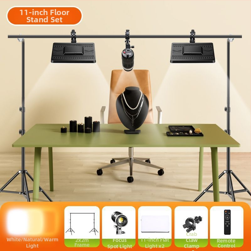 LED papildomoji šviesa juvelyrinei fotografijai - staliniam naudojimui, trys šviesos temperatūros, mažiau nei 10W