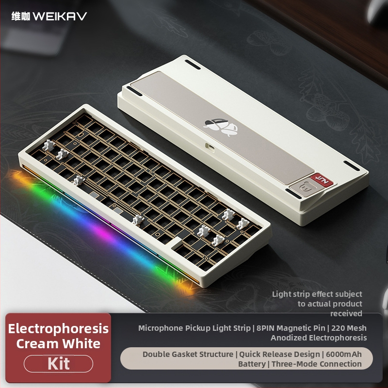 Weikav Nut65 Trijų režimų aliumininė gasket klaviatūros rinkinys su RGB apšvietimu, laidinis, iki 87 klavišų