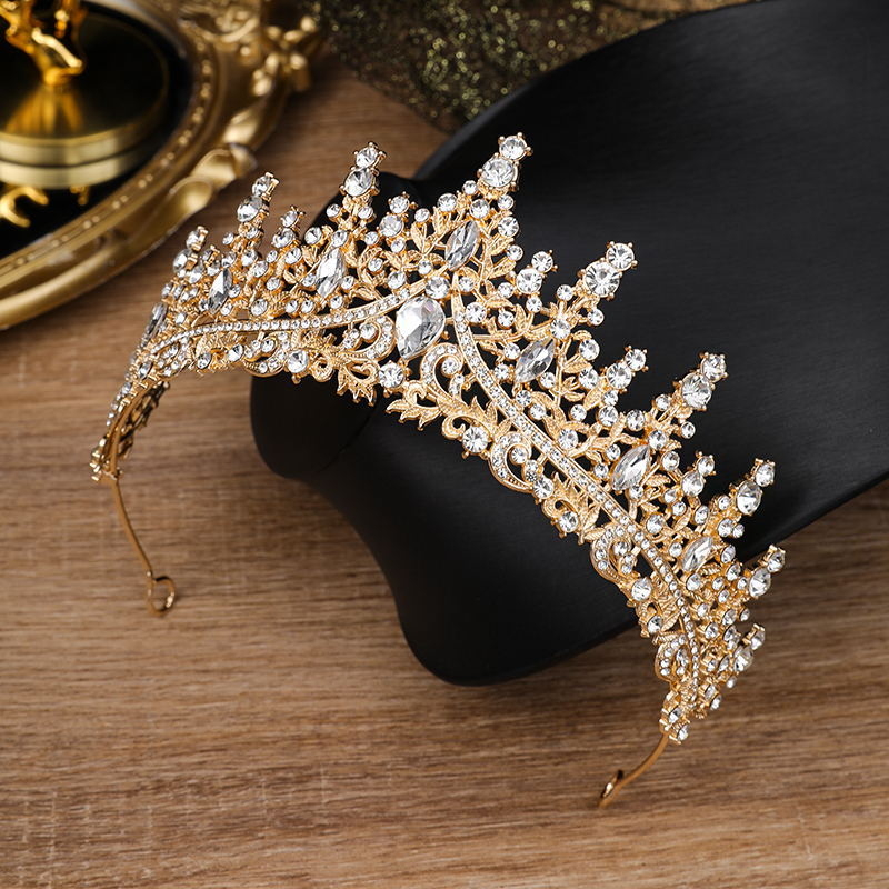 Vjenčana tiara od legure, čistoća K9, moderan ženski stil, elektroplatirani premaz, bijeli kristali