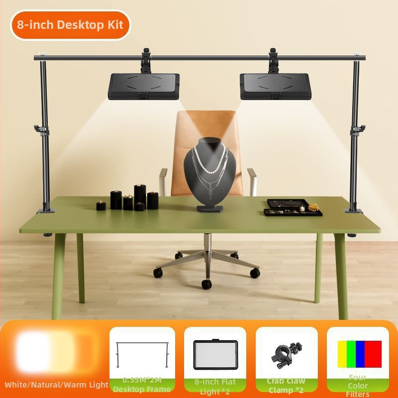 LED dopĺňajúce svetlo na šperky pre živé vysielanie a stolové still-life fotografovanie — tri teploty farieb, teplé svetlo 2700–3500K, pod 10W