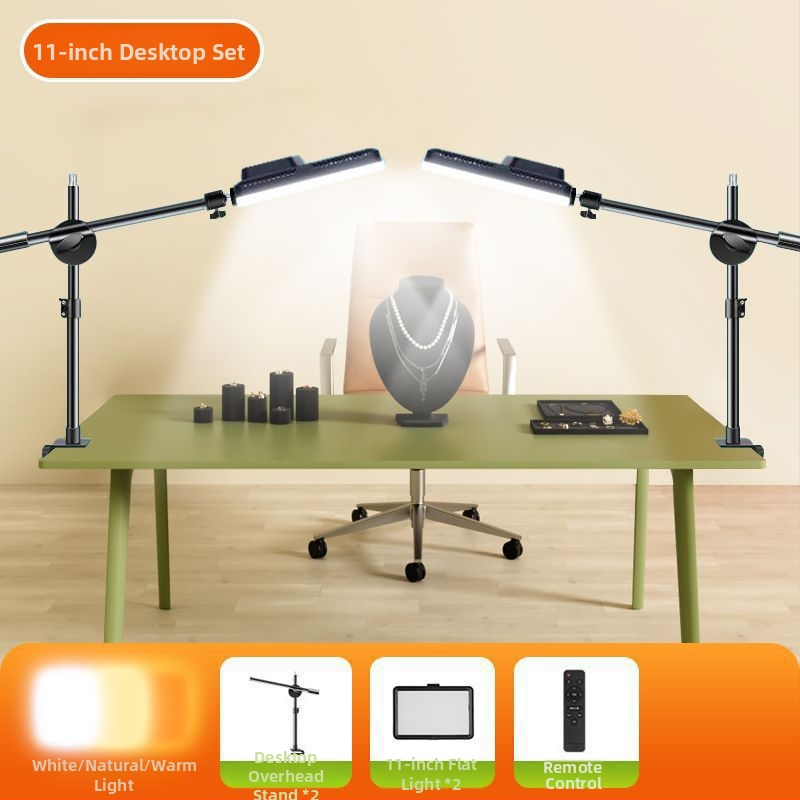 LED dopĺňajúce svetlo na šperky pre živé vysielanie a stolové still-life fotografovanie — tri teploty farieb, teplé svetlo 2700–3500K, pod 10W