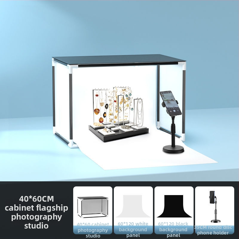 LED papildomas apšvietimas papuošalų fotografavimui — nešiojama fotostudija, 40W, trys šviesos temperatūros, stalinis naudojimas, švelnus be šešėlių apšvietimas