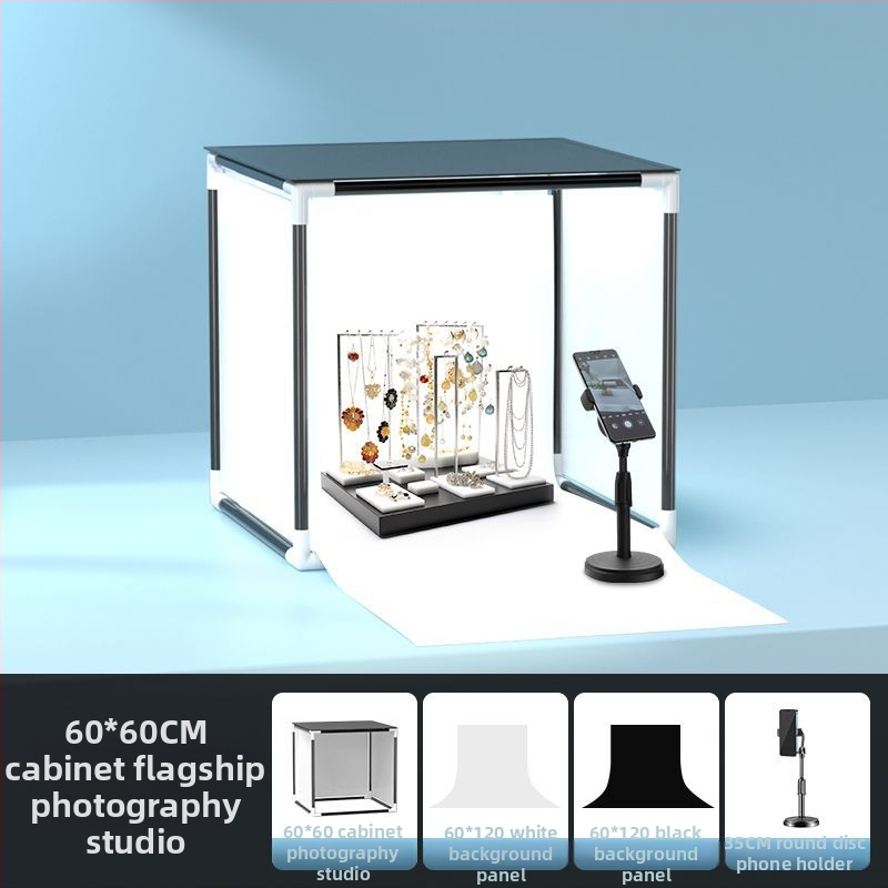 LED papildomas apšvietimas papuošalų fotografavimui — nešiojama fotostudija, 40W, trys šviesos temperatūros, stalinis naudojimas, švelnus be šešėlių apšvietimas