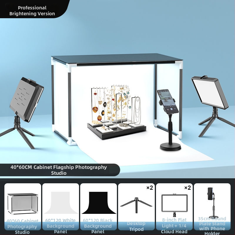 LED papildomas apšvietimas papuošalų fotografavimui — nešiojama fotostudija, 40W, trys šviesos temperatūros, stalinis naudojimas, švelnus be šešėlių apšvietimas