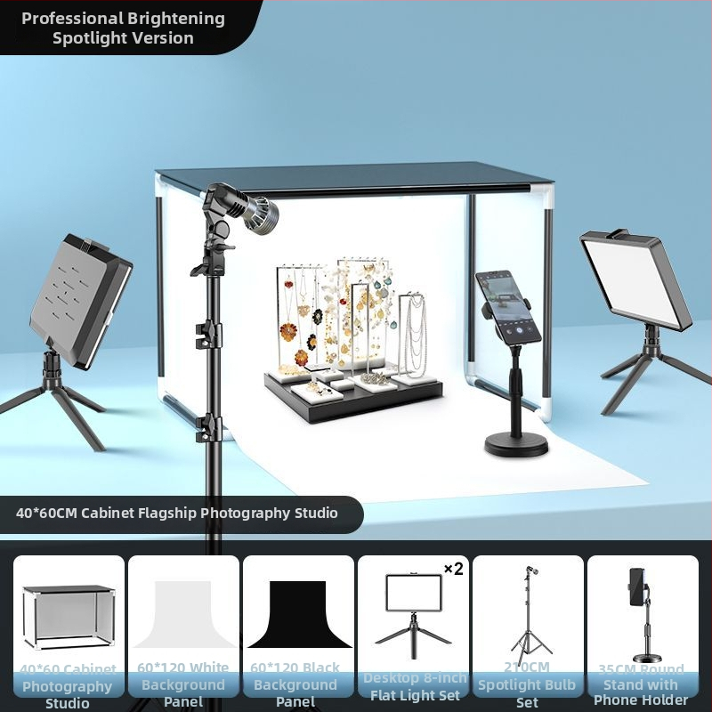 LED papildomas apšvietimas papuošalų fotografavimui — nešiojama fotostudija, 40W, trys šviesos temperatūros, stalinis naudojimas, švelnus be šešėlių apšvietimas