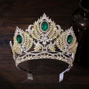 Μπαρόκ κορώνα για το κεφάλι από κράμα, γυναικείου στυλ, ηλεκτροεπένδυση, λευκά κρύσταλλα, σε ατομική συσκευασία