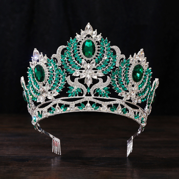 Μπαρόκ κορώνα για το κεφάλι από κράμα, γυναικείου στυλ, ηλεκτροεπένδυση, λευκά κρύσταλλα, σε ατομική συσκευασία