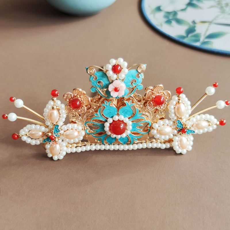 Juuksekroon, käsitsi valmistatud, metallist, värvi vastupidav viimistlus, retro naiselik stiil, kujundus: kroon, kohandamine saadaval