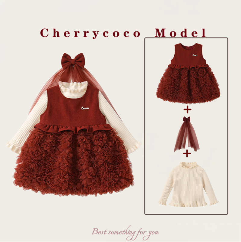 Cherrycoco haljina za djevojčice – princes stil bez rukava, Zima 2025, glavni materijal regenerirana celulozna vlakna 80%, podstava 100% pamuk, za djecu 3–8 godina