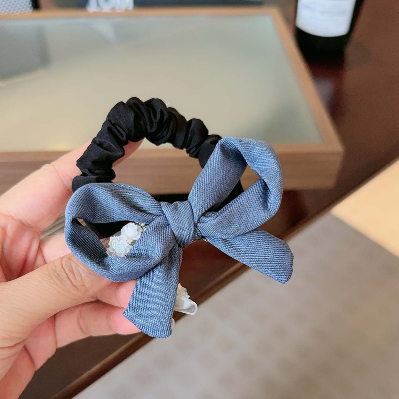 Plaukų gumelė su kaspinėliu iš audinio, rankų darbas, koledžo stiliaus, elastinga, kodas A449