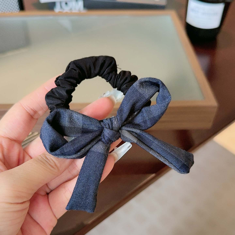 Plaukų gumelė su kaspinėliu iš audinio, rankų darbas, koledžo stiliaus, elastinga, kodas A449