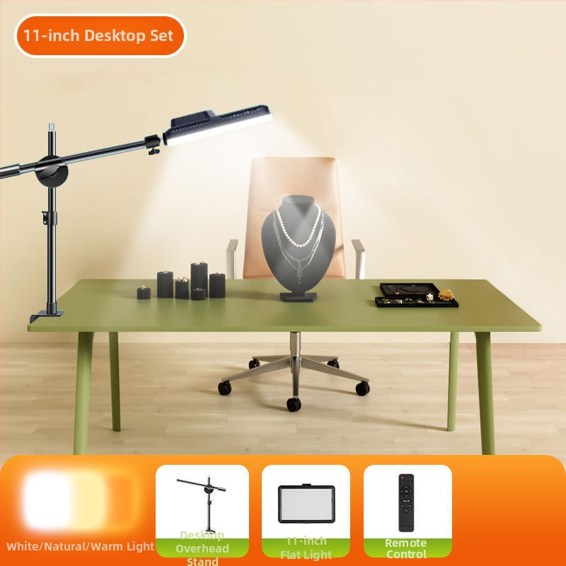 LED papildgaismas risinājums galda fotografijai un tiešraidei, trīs gaismas temperatūras, zem 10W