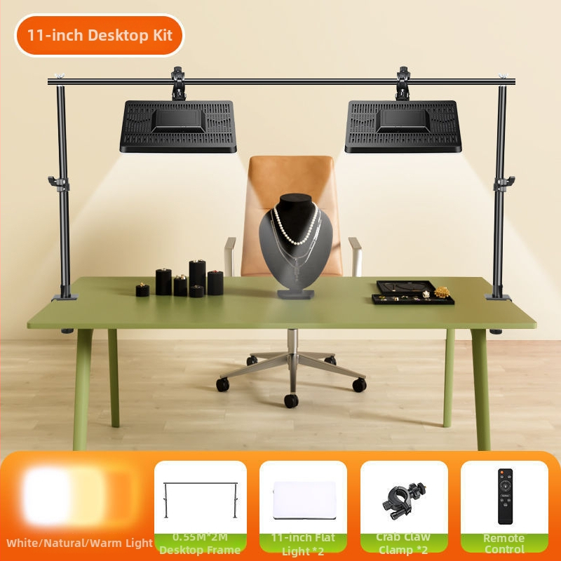 LED papildgaismas risinājums galda fotografijai un tiešraidei, trīs gaismas temperatūras, zem 10W