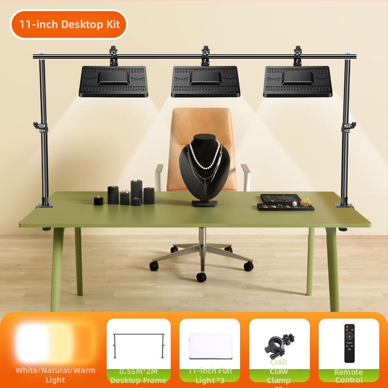 LED papildgaismas risinājums galda fotografijai un tiešraidei, trīs gaismas temperatūras, zem 10W