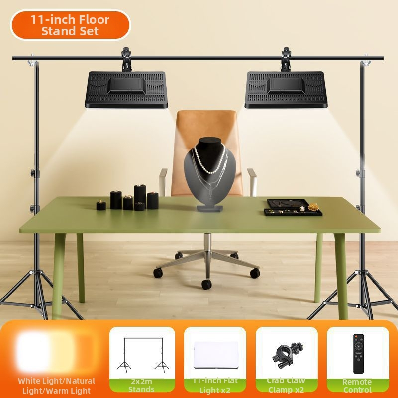 LED papildgaismas risinājums galda fotografijai un tiešraidei, trīs gaismas temperatūras, zem 10W