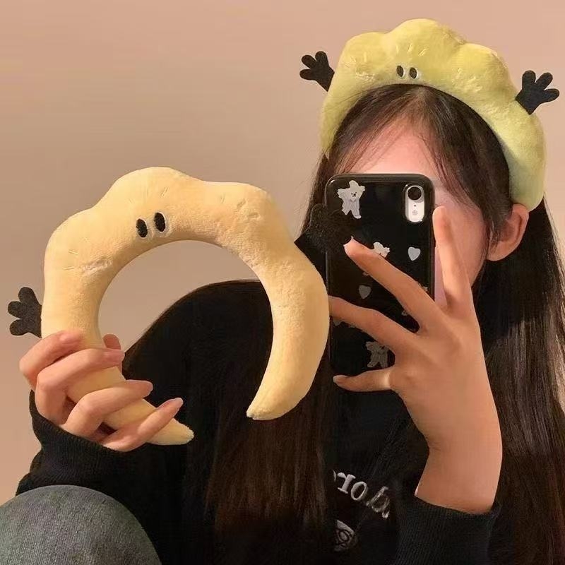 Női felhő-plüss hajpánt — kézzel készített textil anyagból, Ősz 2025, természetes stílus, friss és édes, beépített elemek nélkül