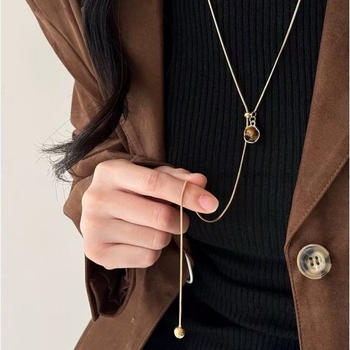 Tigriszem kőből készült nyaklánc, medál szív- és geometriai formával, elektroplatinált lánc, Maillard stílus, nőknek